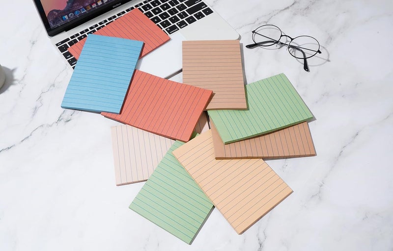YEECOK 9 Pads Lined Sticky Notes 4x6 in Post, Vintage Colors Self Pad Its, Super Sticking Power Memo Pads Its, 40 Sheets/pad - Image 5